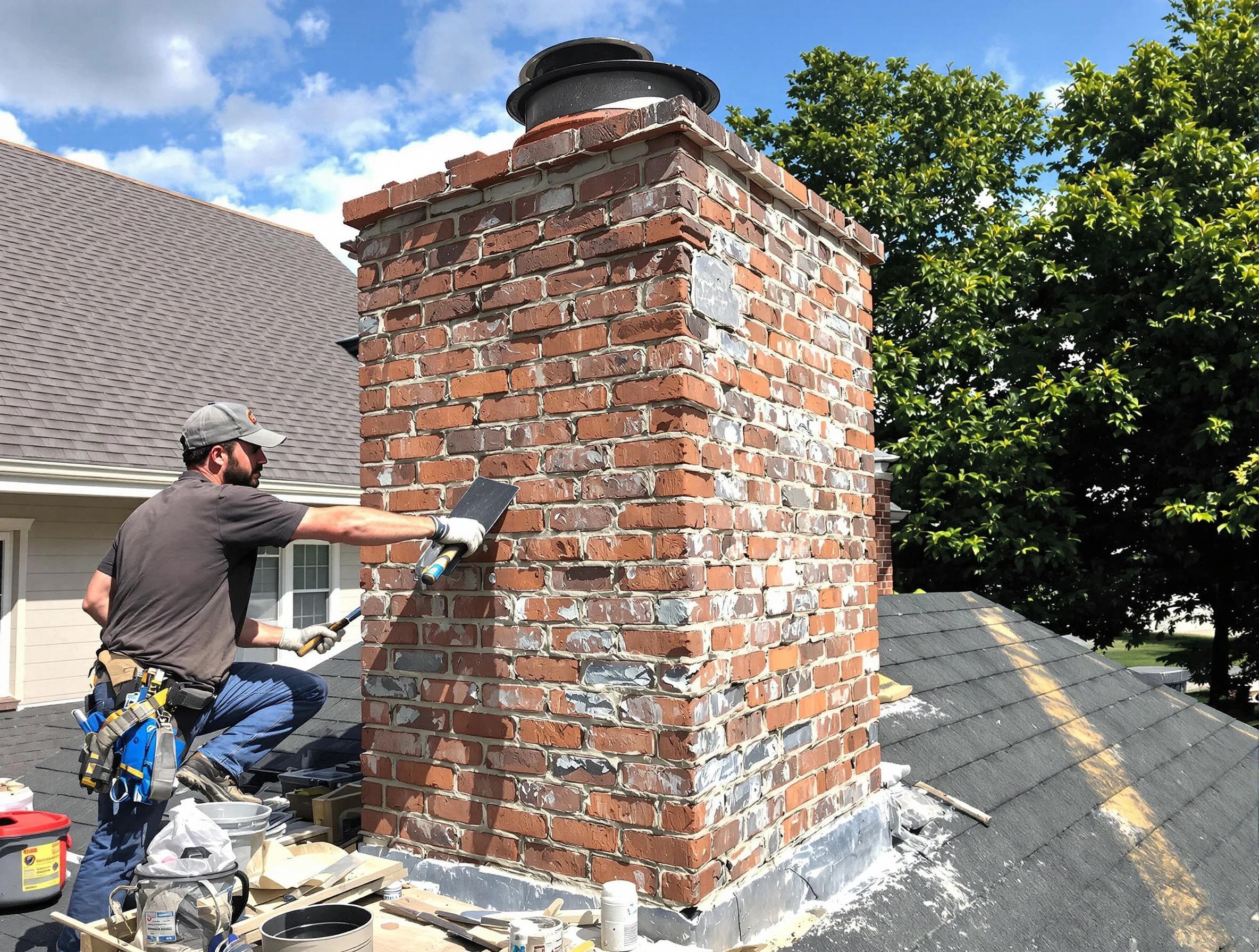Completed chimney rebuild by Burlington Chimney Sweep in Burlington, MA