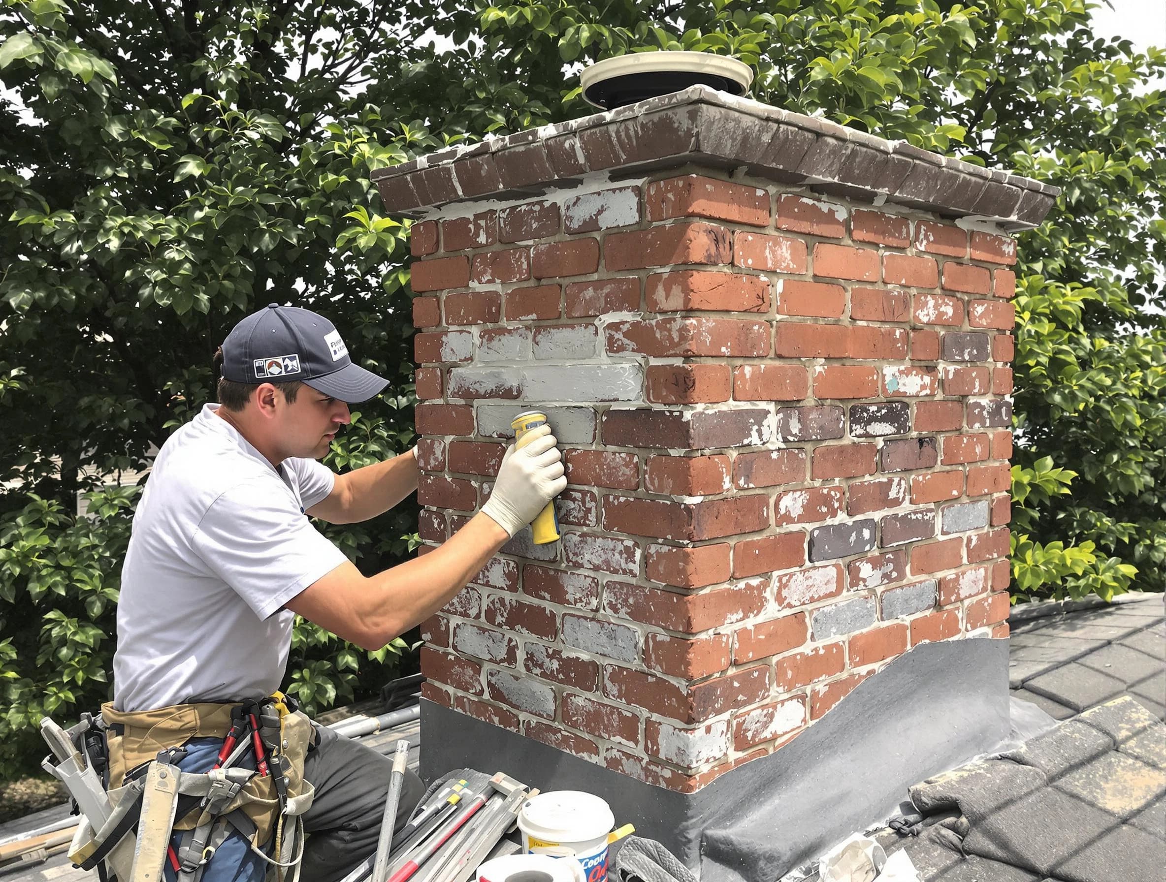 Burlington Chimney Sweep restoring an aging chimney in Burlington, MA