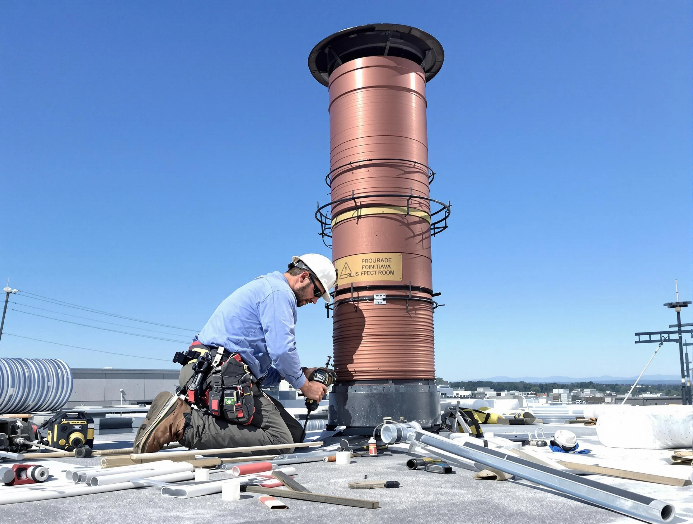 Installed chimney liner by Burlington Chimney Sweep in Burlington, MA
