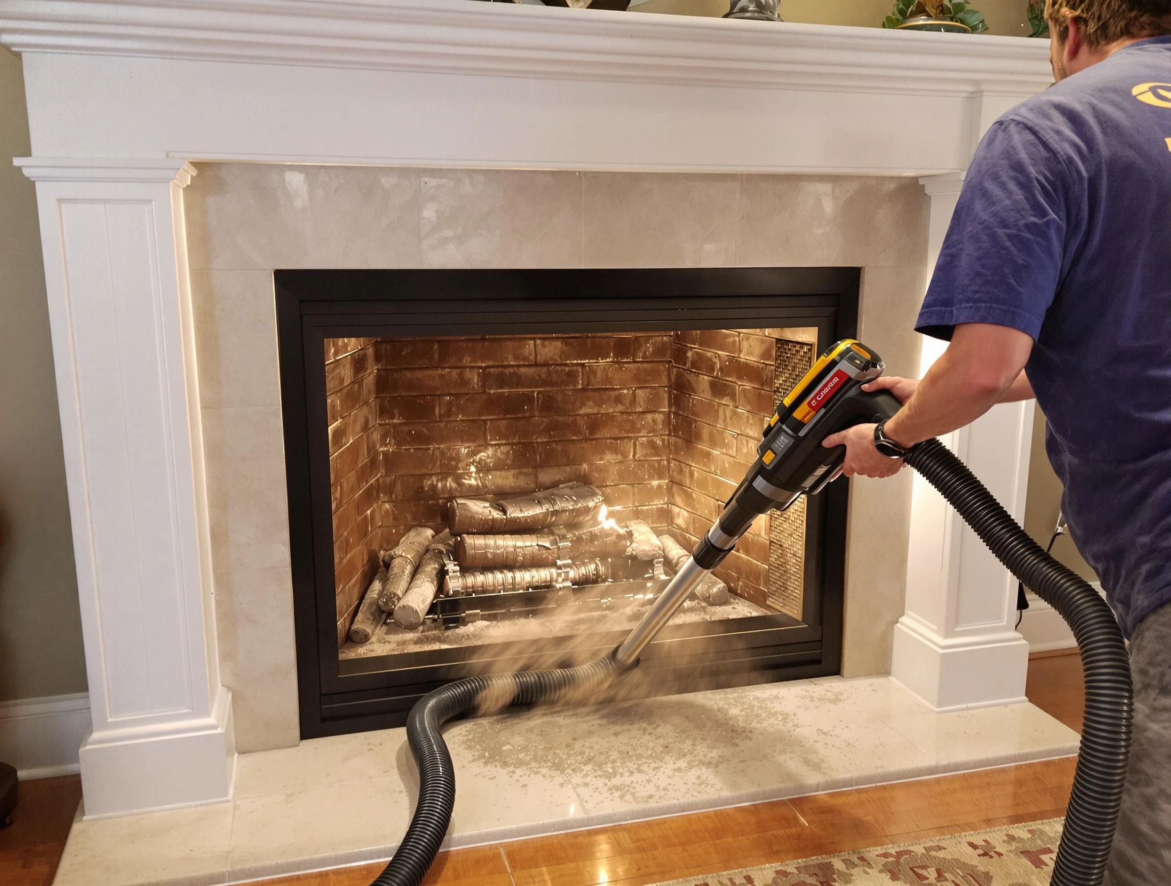 Fireplace cleaning performed by Burlington Chimney Sweep in Burlington, MA