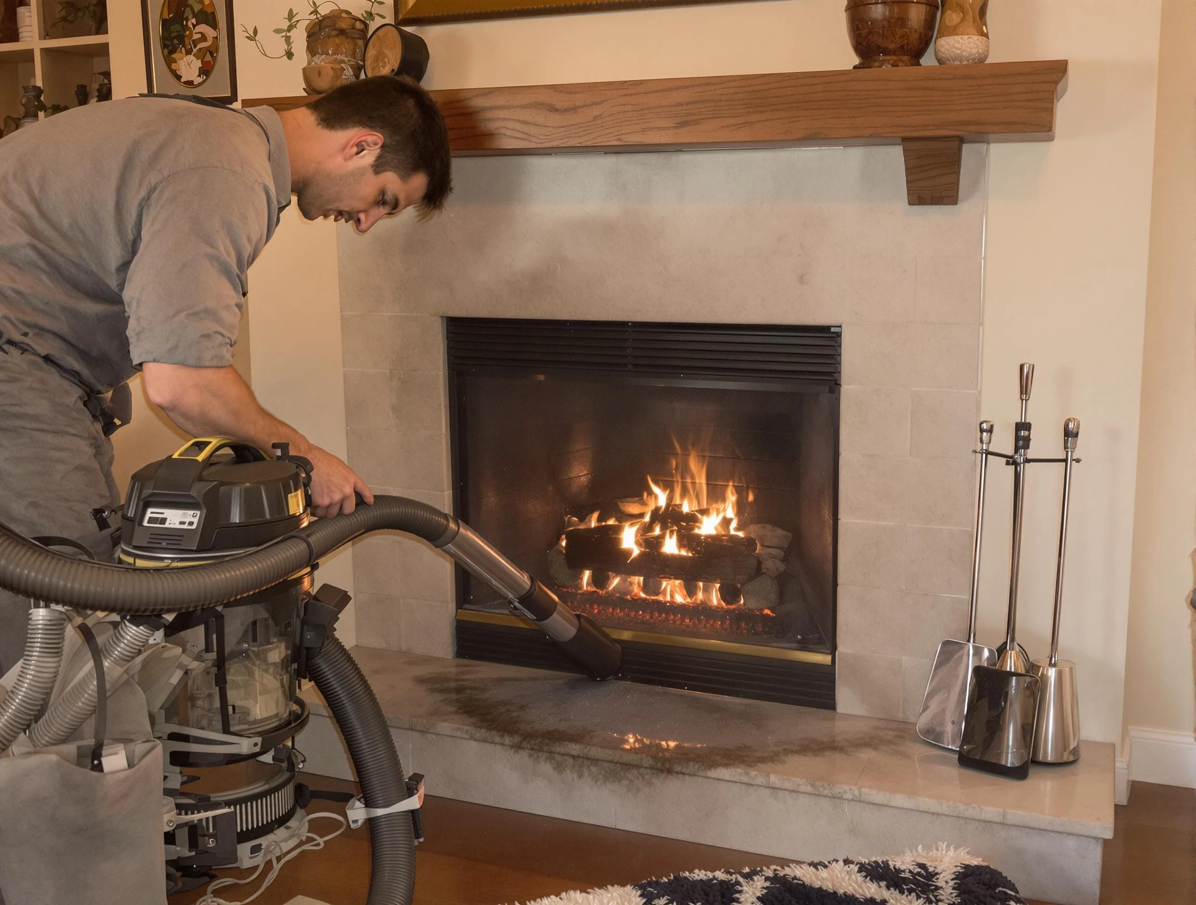 Routine fireplace upkeep by Burlington Chimney Sweep in Burlington, MA