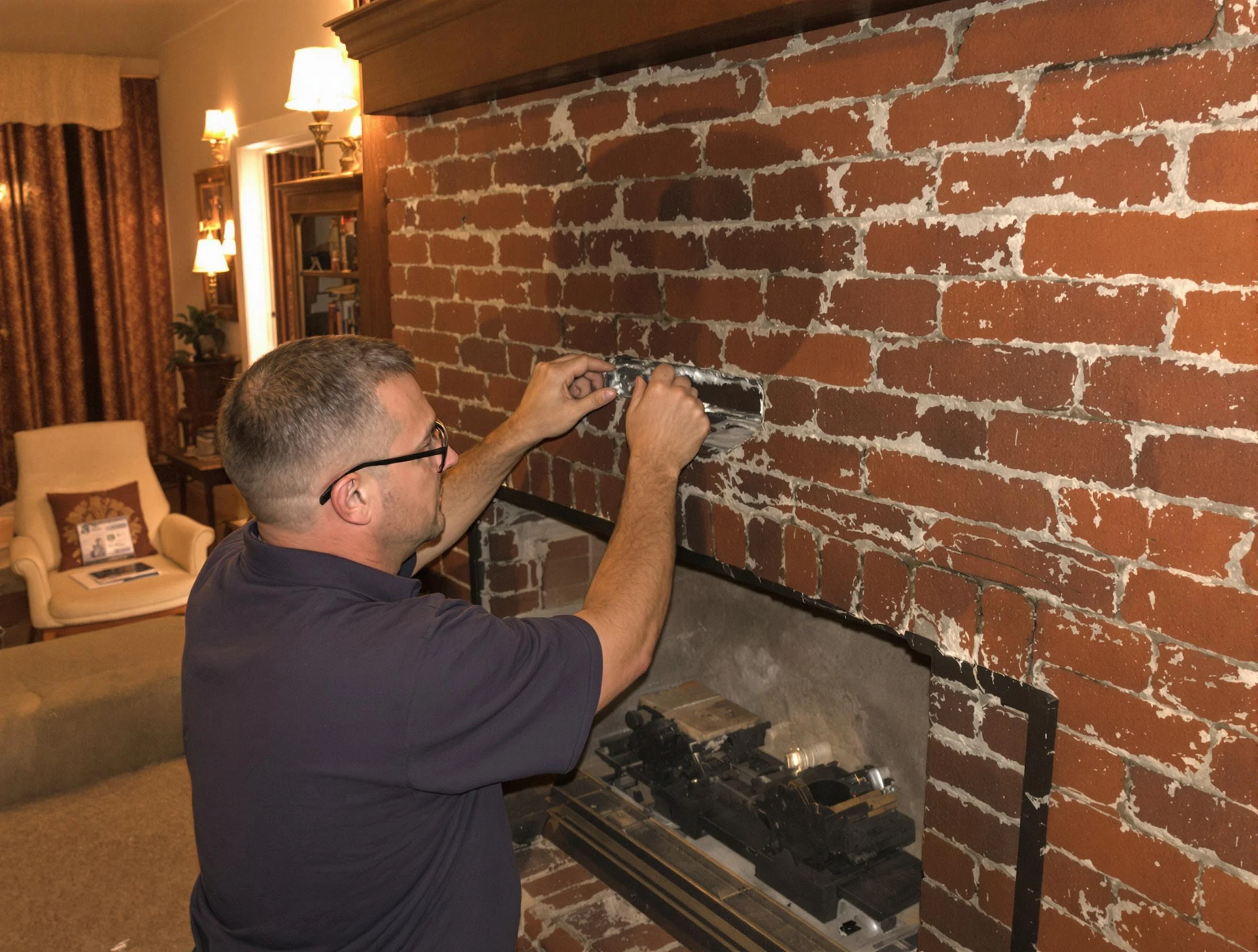 Burlington Chimney Sweep expert fixing a fireplace in Burlington, MA