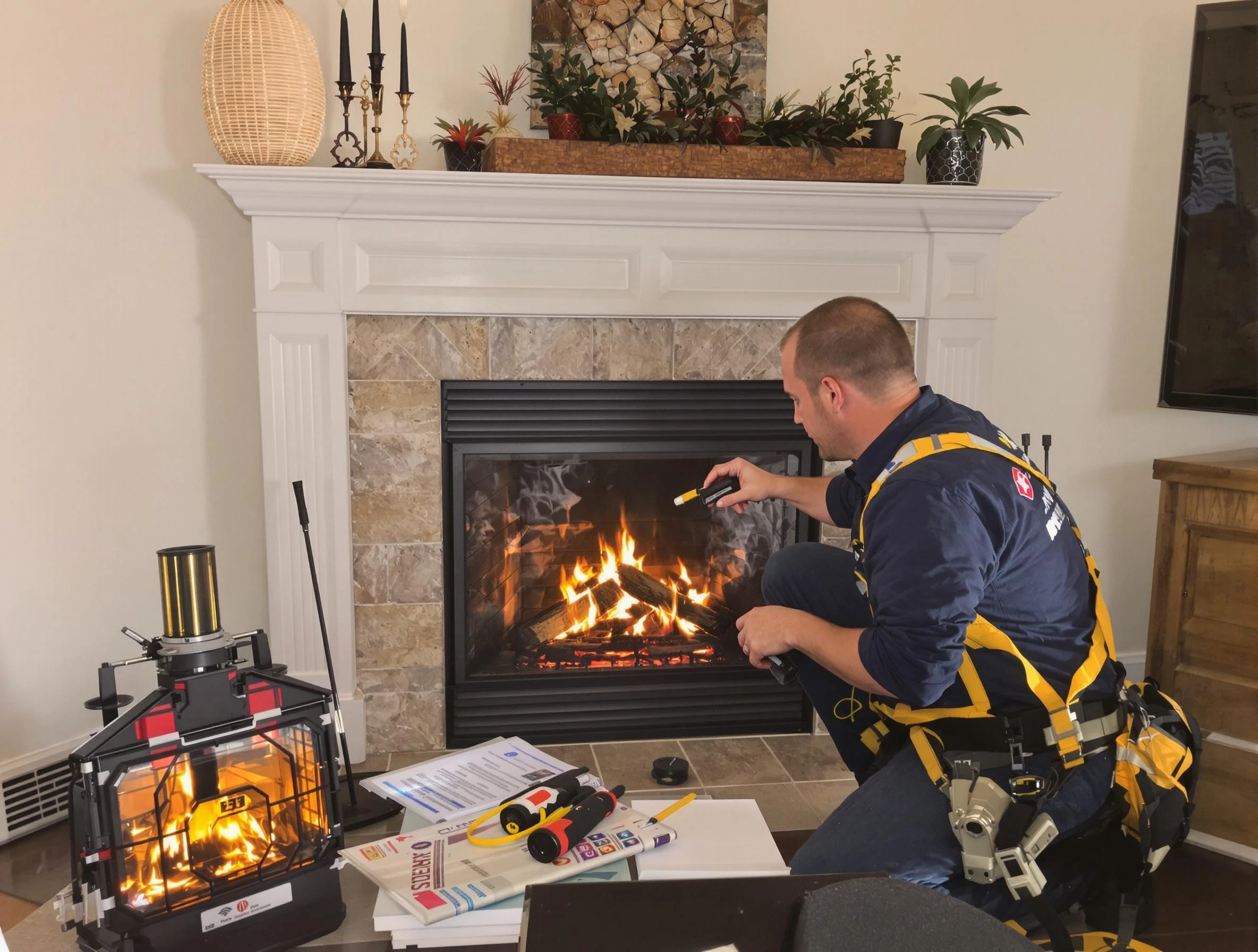 Safety-focused fireplace inspection by Burlington Chimney Sweep in Burlington, MA